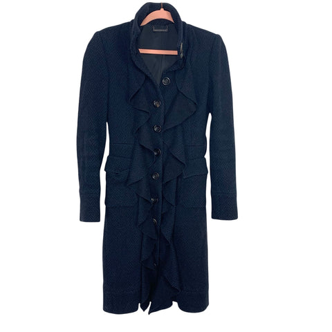 Diane von Furstenberg Black Wool Blend Coat- Size 2 (see notes)