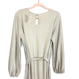 Gibson Look Toasted Almond Metallic Belted Dress NWT- Size M