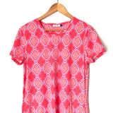 Cabana Life Coral Geo Pattern Swing Shift Dress- Size M
