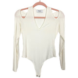Bailey/44 Cream V-Neck with Shoulder Cut Outs Bodysuit- Size S (see notes)