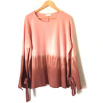 Pink Lily Pink Ombré Sweater with Bell Sleeves and Bow Detail- Size S