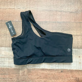 Savvi Fit Black Ledge One Shoulder Padded Sports Bra NWT- Size S