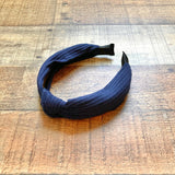 No Brand Navy Ribbed Knit Knot Headband