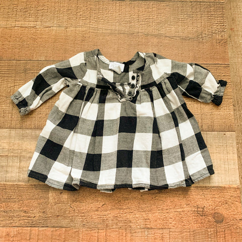 The Children's Place Black and White Check Dress- Size 0-3M