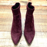 Sole Society Wine Upper Leather Textile Suede Booties- Size 8.5