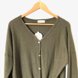 Altar’d State Green Knotted Front Waffle Knit Long Sleeve Top NWT- Size S
