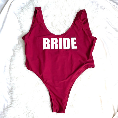 No Brand "Bride" Crimson One Piece- Size ~2X