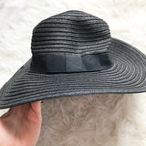 Sole Society Black Straw Hat with Bow Detail NWT