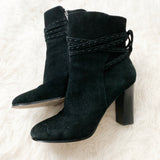 Sale Fifth Avenue Black Suede Booties with Wrap Strap- Size 9
