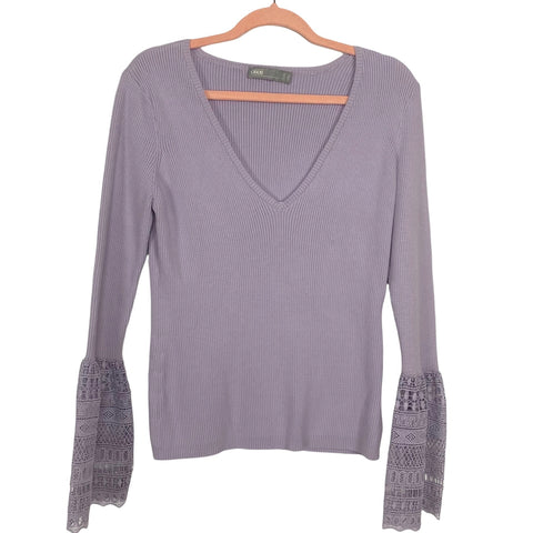 ASOS Lavender Crochet Long Bell Sleeve Sweater- Size 16