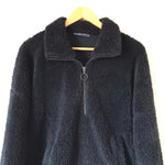 Abercrombie & Fitch Black Sherpa Fleece Half Zip Pullover- Size S