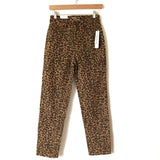 Time & Tru Leopard High Rise Straight Leg Jean Pants NWT- Size 2 (Inseam 27")