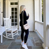 Marc Jacobs Tan Leather Crossbody with Black/White/Metallic Gold Strap