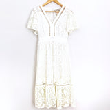 Flying Tomato White Crochet Midi Dress - Size S