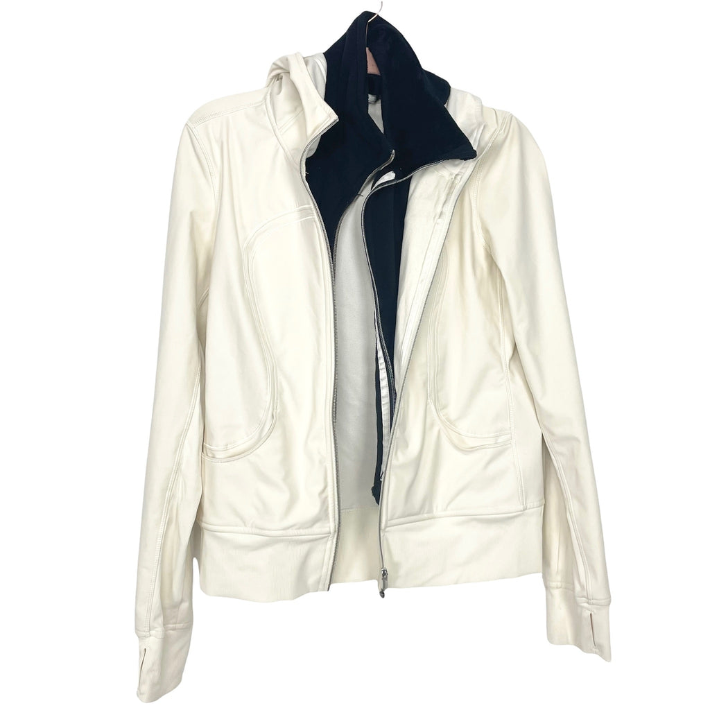 Lululemon Cream Hooded Jacket with Removable Black Fleece Lining