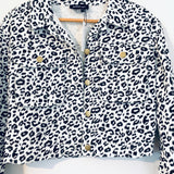 Sugar+Lips White/Black Leopard Mini Skirt and Cropped Denim Jacket NWT- Size S (SOLD AS SET)