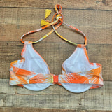 Fig Leaves Orange and Yellow Print Underwire Bikini Top- Size 38DD (TOP ONLY)