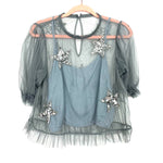 Show Me Your Mumu Grey/Blue Sequin Star Overlay Top NWOT- Size M (sold out online)