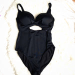 Swimsuits For All Black Padded Front Criss Cross Strap One Piece- Size 12