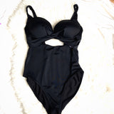 Swimsuits For All Black Padded Front Criss Cross Strap One Piece- Size 12