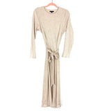 American Eagle Cream Ribbed Belted Sweater Dress- Size L (see notes)