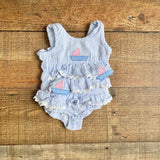 Funtasia Too Striped Sailboat Romper- Size 6M