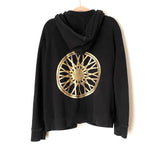 Soul Cycle Black Gold Wheel Zipper Hooded Sweatshirt- Size L