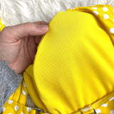 Birdsong Yellow Polka Dot Bikini Top- Size 36G (we have matching bottoms, see notes)