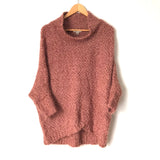 Cozy Casual Fuzzy Dolman 3/4 Sleeve Mock Neck Sweater- Size S/M