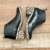 Jeffery Campbell Black Leather Like Animal Print Bottom Ankle Booties- Size 8.5