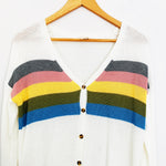 IJOAH Striped Colorful Tie Front Knit Sweater- Size S