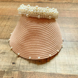 No Brand Blush Pearl Trim Paper Visor