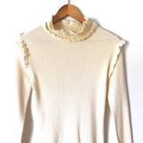 Pink Lily Ivory Ruffle Mock Neck Top- Size S