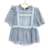 Chicwish Blue Crochet Sheer Blouse- Size ~S (see notes)