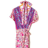 No Brand Floral Wrap Dress with Matching Head Wrap- Size M