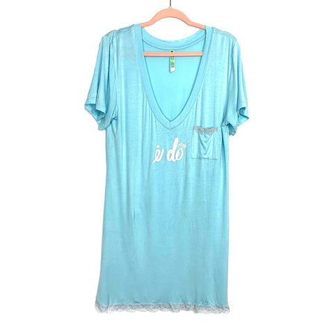 Honeydew Blue "I Do" Front Pocket Sleep Shirt- Size XL