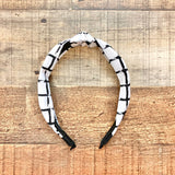 No Brand Black/White Checked Top Knot Headband