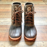 Marley Lilly Brown Monogrammed (WBR) Tongue Duck Boots- Size 7