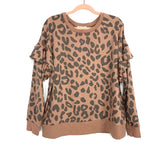 Gray By Grayson Social Animal Print Ruffle Sleeve Sweatshirt- Size 1X