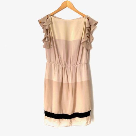 LOFT Beige Cap Flutter Sleeve Dress- Size 0