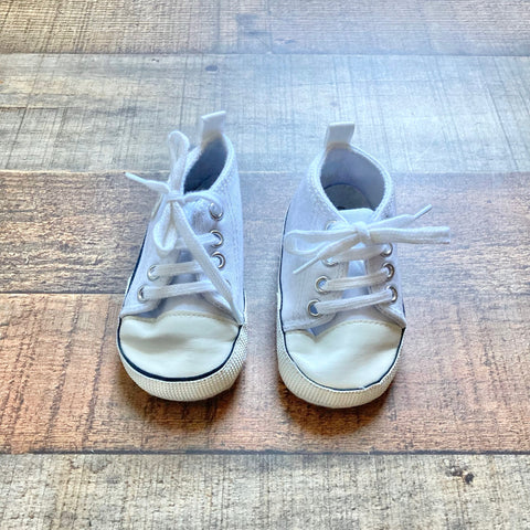 Meckior Baby Girls/Boys White Canvas Sneakers- Size 2