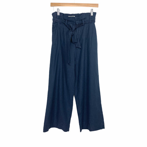 Rag Poets Navy Wide Leg Belted Pants NWT- Size 26 (Inseam 22.5”)