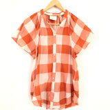 Maeve Orange Gingham Flutter Sleeve Top- Size XS