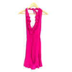 Amanda Uprichard Hot Pink Ruffle 100% Silk Halter Dress- Size S