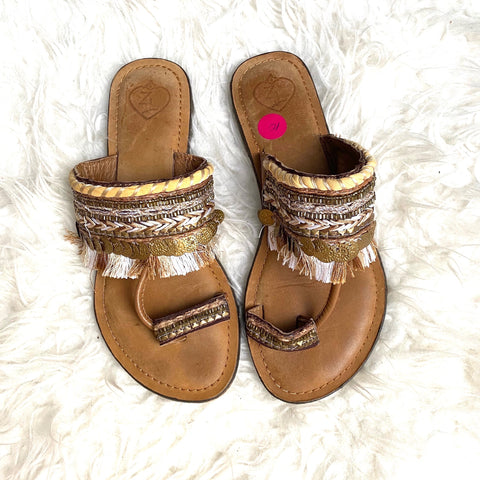 Z&L Tan Tassel and Beaded Sandals- Size 37