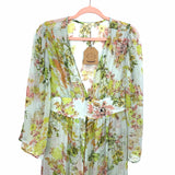Kori America Floral Sheer Front Button Closure Open Front Cover Up NWT- Size S