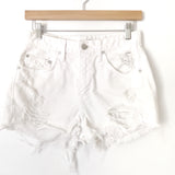 Lovers + Friends “Jack” White Distressed Denim Cutoff Shorts- Size 26