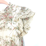 Free the Roses Floral Embroidered and Crochet Trim Tie Back Blouse- Size XS (we having matching skirt)