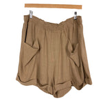 Amaryllis Tan Cuffed Front Pocket Shorts- Size 1X