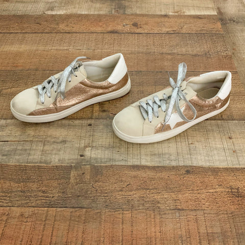 Vici Tan/Metallic Sneakers With New Laces- Size 10